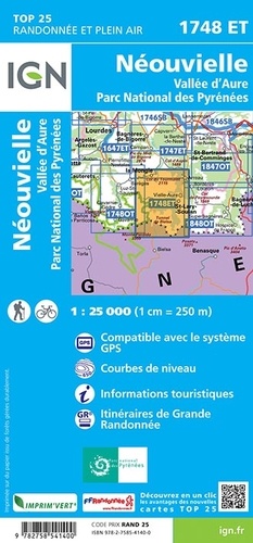 Néouvielle Vallée d'Aure Parc National des Pyrénées. 1/25 000 5e édition