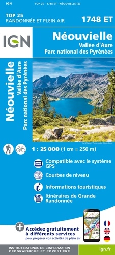 Néouvielle. Vallée d'Aure, Parc national des Pyrénées. 1/25000