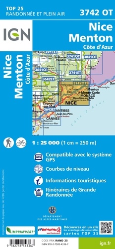 Nice Menton Côte-d'Azur. 1/25 000