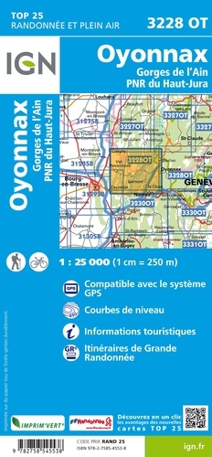 Oyonnax, Gorges de L'Ain, PNR du Haut Jura. 1/25 000