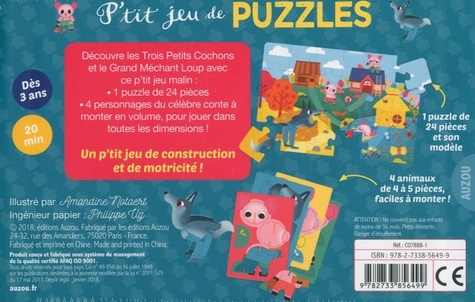 DJECO Puzzle 24 Pièces - Les trois Petits cochons : Chez