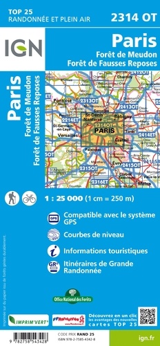 Paris, Forêts de Meudon et de Fausses Reposes. 1/25 000