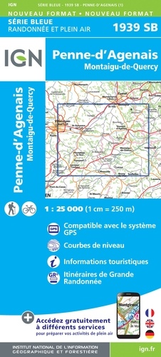 Penne-d'Agenais, Montaigu-de-Quercy. 1/25 000