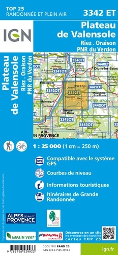 Plateau de Valensole, Riez, Oraison, PNR du Verdon. 1/25 000