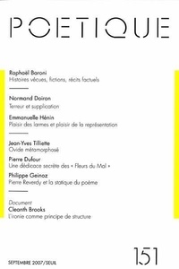  Seuil et Normand Doiron - Poétique N° 151, Septembre 2007 : .