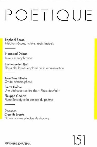  Seuil et Normand Doiron - Poétique N° 151, Septembre 2007 : .