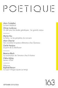 Poétique N° 163, Septembre 2010