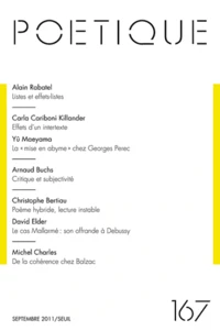 Poétique N° 167, Septembre 2011