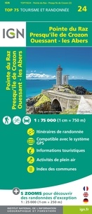  IGN - Pointe du raz, Presqu'île de Crozon, Ouessan - 1/75 000.