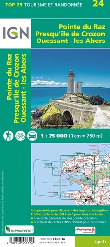Pointe du raz, Presqu'île de Crozon, Ouessan. 1/75 000