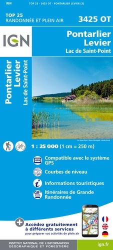 Pontarlier, Levier, Lac de Saint-Point. 1/25 000