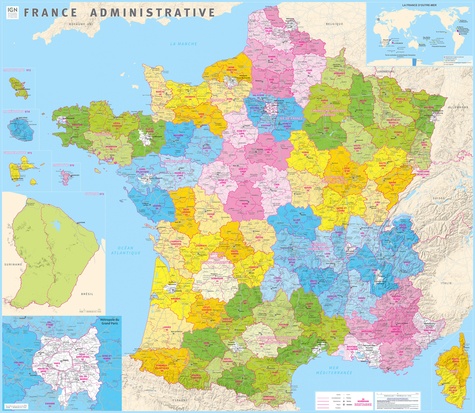  IGN - Poster France administrative plastifié - 1/204 000.