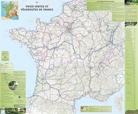 Poster Voies vertes et véloroutes de France. 1/1 020 000