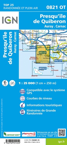 Presqu'île de Quiberon, Auray, Carnac. 1/25 000 5e édition