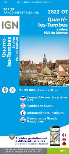 Quarré-les-Tombes. Saulieu, PNR du Morvan. 1/25 000