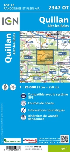 Quillan, Alet-les-Bains. 1/25 000