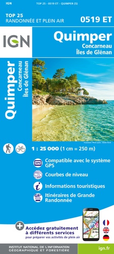 Quimper, Concarneau, Iles de Glénan. 1/25 000