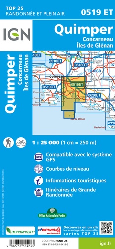 Quimper, Concarneau, Iles de Glénan. 1/25 000