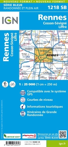 Rennes, Cesson-Sévigné, Liffré. 1/25 000