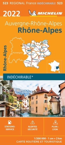  Michelin - Rhône-Alpes, Auvergne-Rhône-Alpes - 1/200 000, indéchirable.