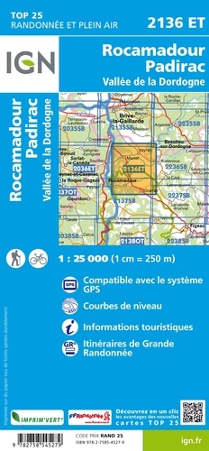 Rocamadour, Padirac, Vallée de la Dordogne. 1/25 000 4e édition