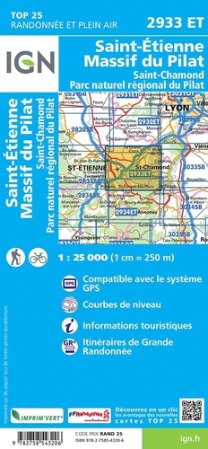 Saint-Etienne Massif du Pilat. 1/25 000