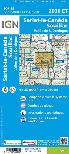 Sarlat-la-Canéda, Souillac, Vallée de la Dordogne. 1/25 000