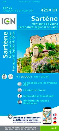 Sartène, montagne de Cagna, Parc naturel régional de Corse. 1/25 000 5e édition