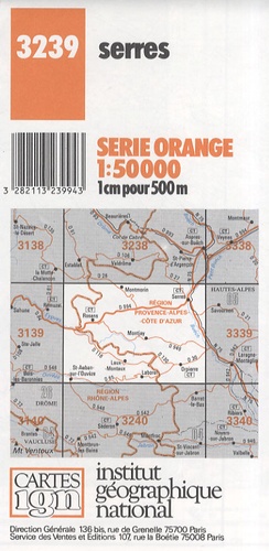  IGN - Serres - Carte topographique 1/50 000.
