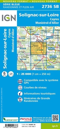 Solignac-sur-Loire, Cayres, Monistrol-d'Allier. 1/25 000