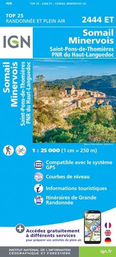 Somail, Minervois. Saint-Pons-de-Thomières, PNR du Haut-Languedoc : 1/25 000 3e édition
