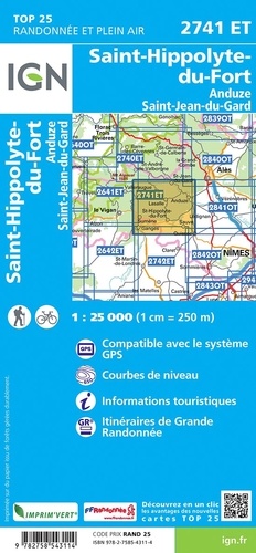 St-Hippolyte-du-Fort. Anduze, St-Jean-du-Gard : 1/25 000
