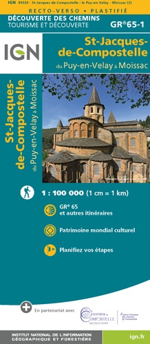 St-Jacques-de-Compostelle du Puy-en-Velay à Moissac GR 65-1. 1/100 000