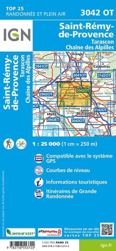 St-Rémy-de-Provence, Tarascon, Chaîne des Alpilles. 1/25 000