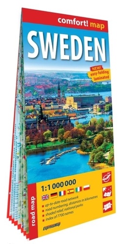  XXX - Suède 1/1.000.000 (carte grand format laminée). Sweden - Anglais.
