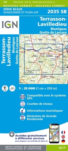 Terrasson, Lavilledieu, Montignac, Grotte de Lascaux. 1/25 000
