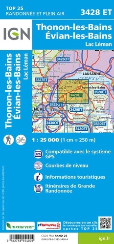 Thonon-les-bains, Evian-les-bains. Lac Léman. 1/25 000