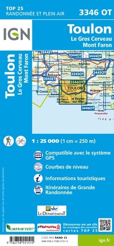 Toulon, Le Gros Cerveau, Mont-Faron. 1/25 000 4e édition
