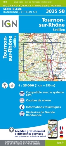 Tournon-sur-Rhône. Satillieu. 1/25 000