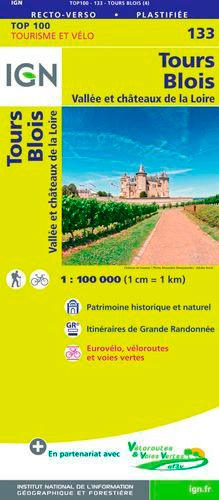 Tours, Blois, Vallée et châteaux de la Loire. 1/100 000