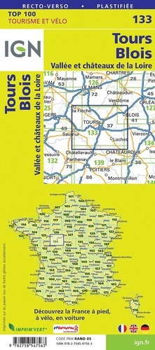 Tours, Blois, Vallée et châteaux de la Loire. 1/100 000