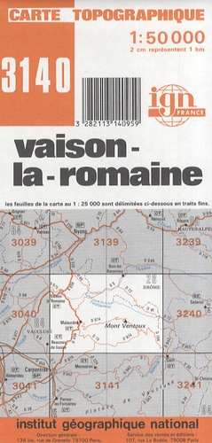  IGN - Vaison-la-Romaine - Carte topographique 1/50 000.