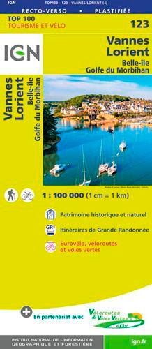 Vannes, Lorient, Belle-île, Golfe du Morbihan. 1/100 000 4e édition