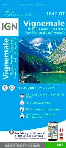  IGN - Vignemale, Ossau, Arrens, Cauterets, Parc National des Pyrénées - 1/25 000.