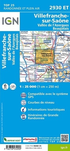 Villefranche-sur-Saône, Vallée de l'Azergues, Beaujolais. 1/25 000