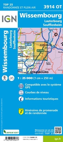 Wissembourg, Lauterbourg, Soufflenheim. 1/25 000