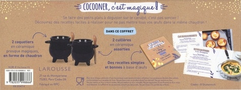 Coffret Cocooner, c'est magique !. Le livre de recettes avec 2 coquetiers et 2 cuillères en céramique