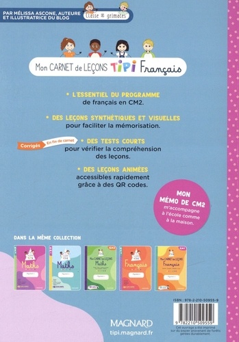 Français CM2 Mon carnet de leçons Tipi. Cahier de l'élève