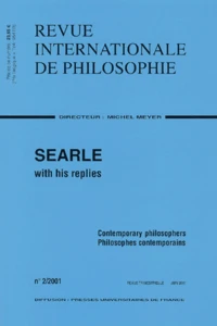 Revue internationale de philosophie N° 2/2001 Juin 2001 : Searle with his replies.