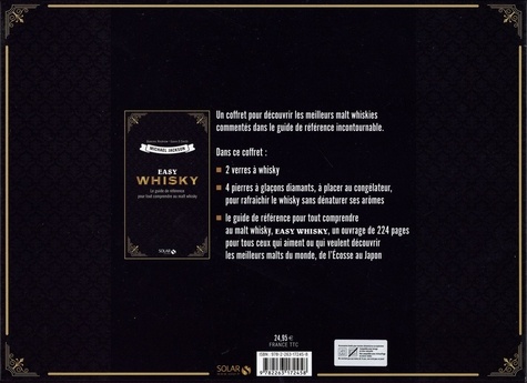 Coffret Easy whisky. Le guide de référencepour tout comprendre au malt whisky avec 2 verres à whisky et 4 glaçons diamant